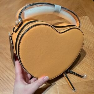 Heart-Shaped Orange Women's Purse With Shoulder Strap